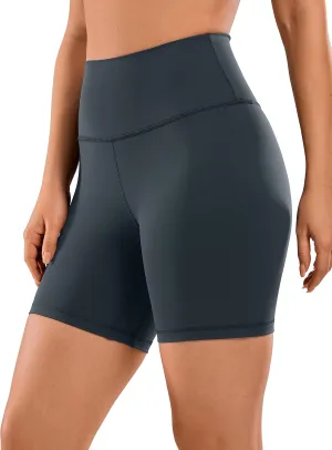 CRZ YOGA Women's Naked Feeling Biker Shorts - 6 Inches High Waist Yoga Workout Running Gym Spandex