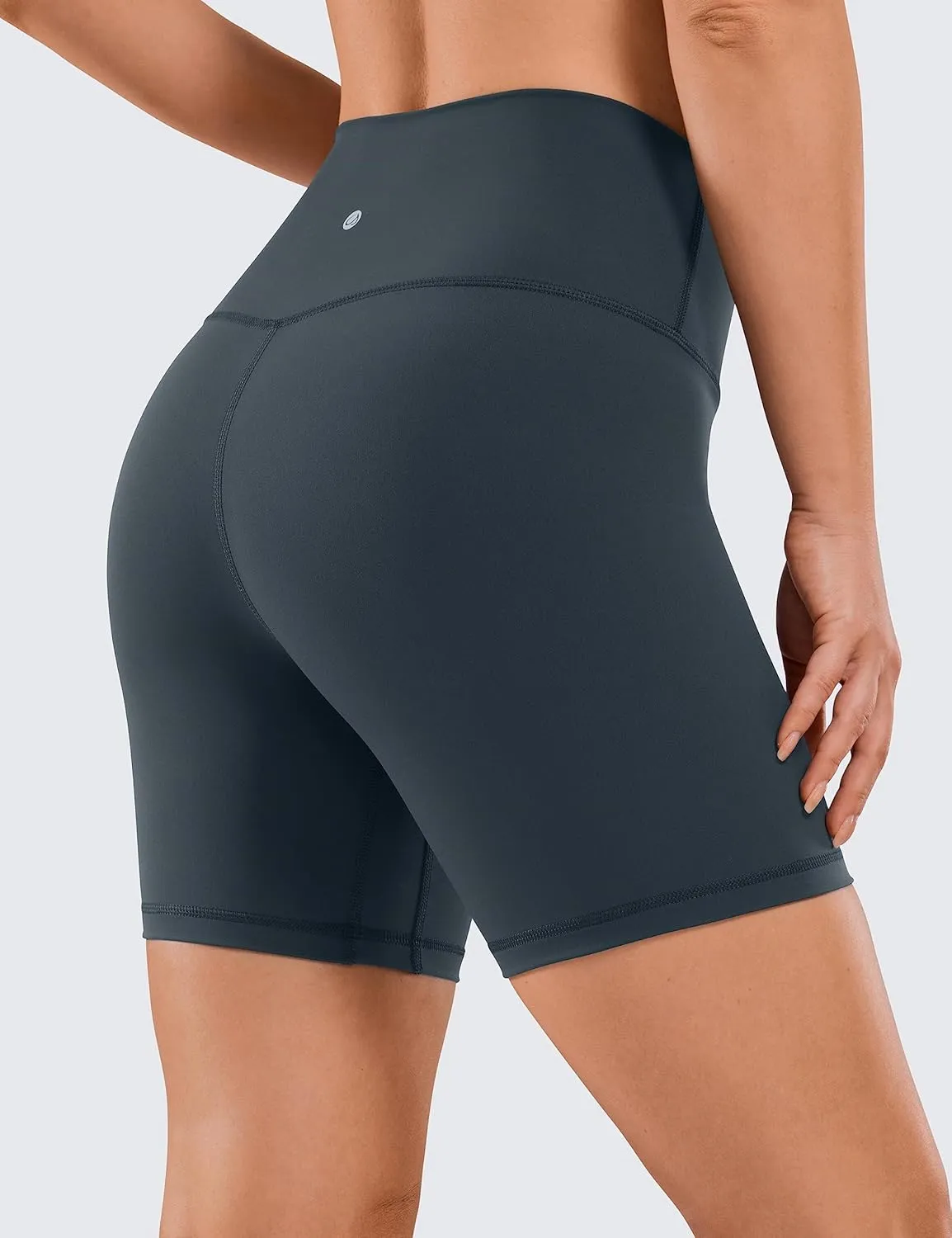CRZ YOGA Women's Naked Feeling Biker Shorts - 6 Inches High Waist Yoga Workout Running Gym Spandex