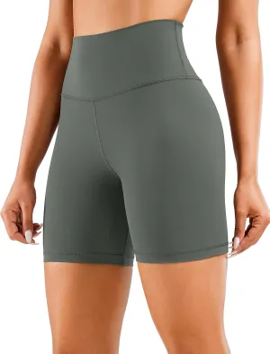 CRZ YOGA Women's Naked Feeling Biker Shorts - 6 Inches High Waist Yoga Workout Running Gym Spandex