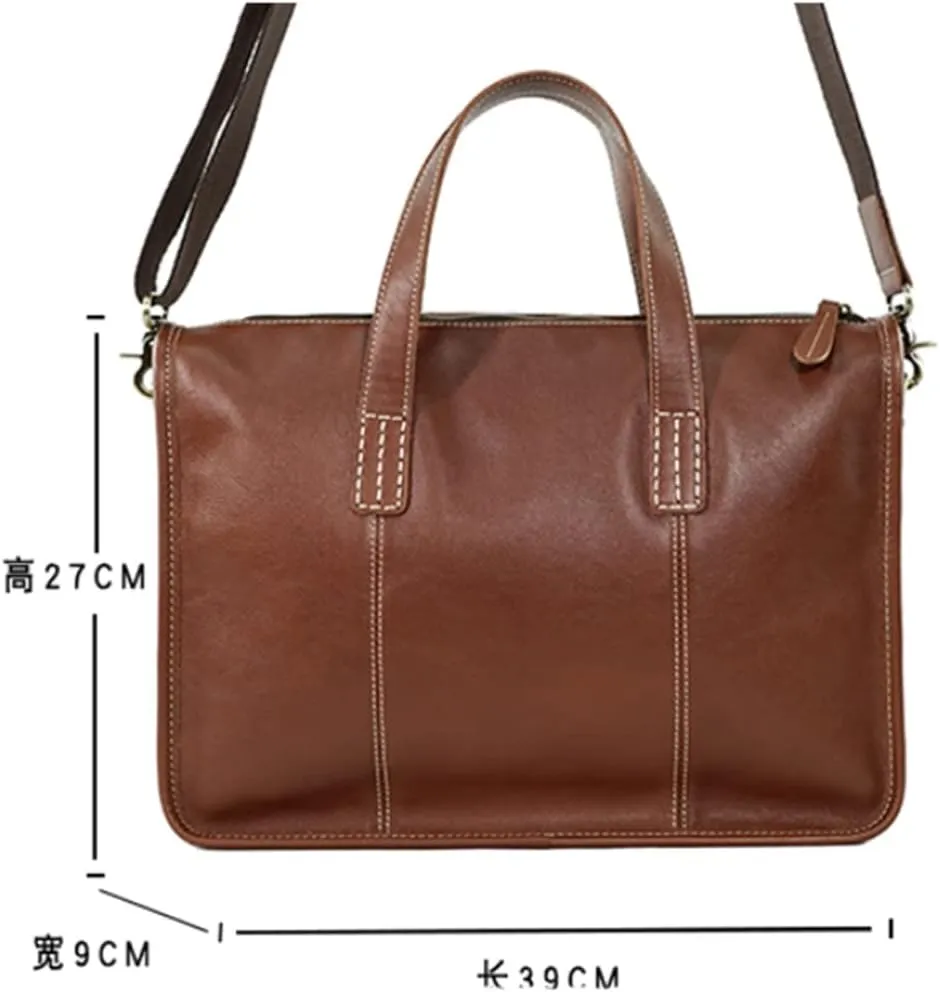 CSCDD Men's Casual Tote Messenger Bag Briefcase Leather Bag Men for 13.3 Inch Laptop