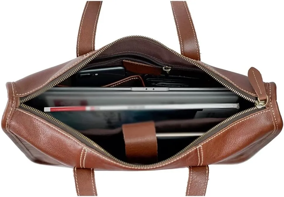 CSCDD Men's Casual Tote Messenger Bag Briefcase Leather Bag Men for 13.3 Inch Laptop