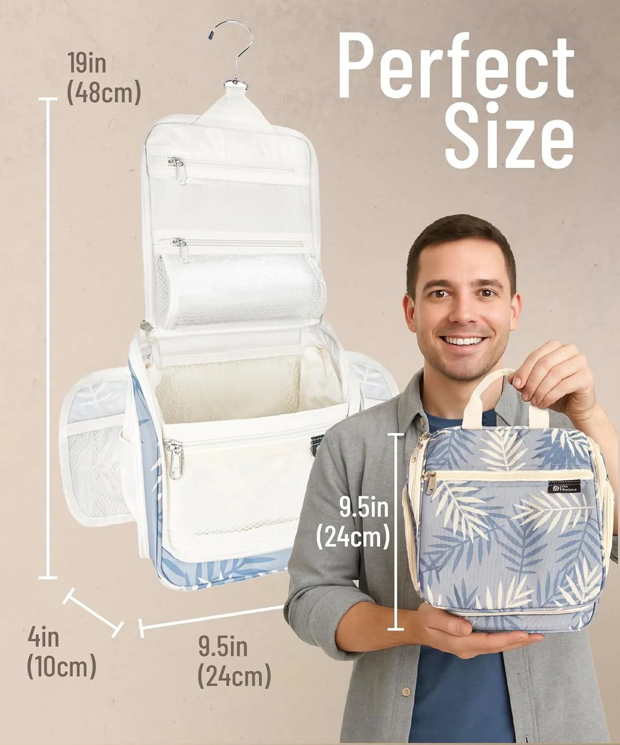 D&D Hanging Travel Toiletry Bag for Men and Women  Large Cosmetics, Makeup and Toiletries Organizer Kit with 10 Compartments, YKK Zippers, XXL Metal Swivel Hook, Water-Resistant Nylon