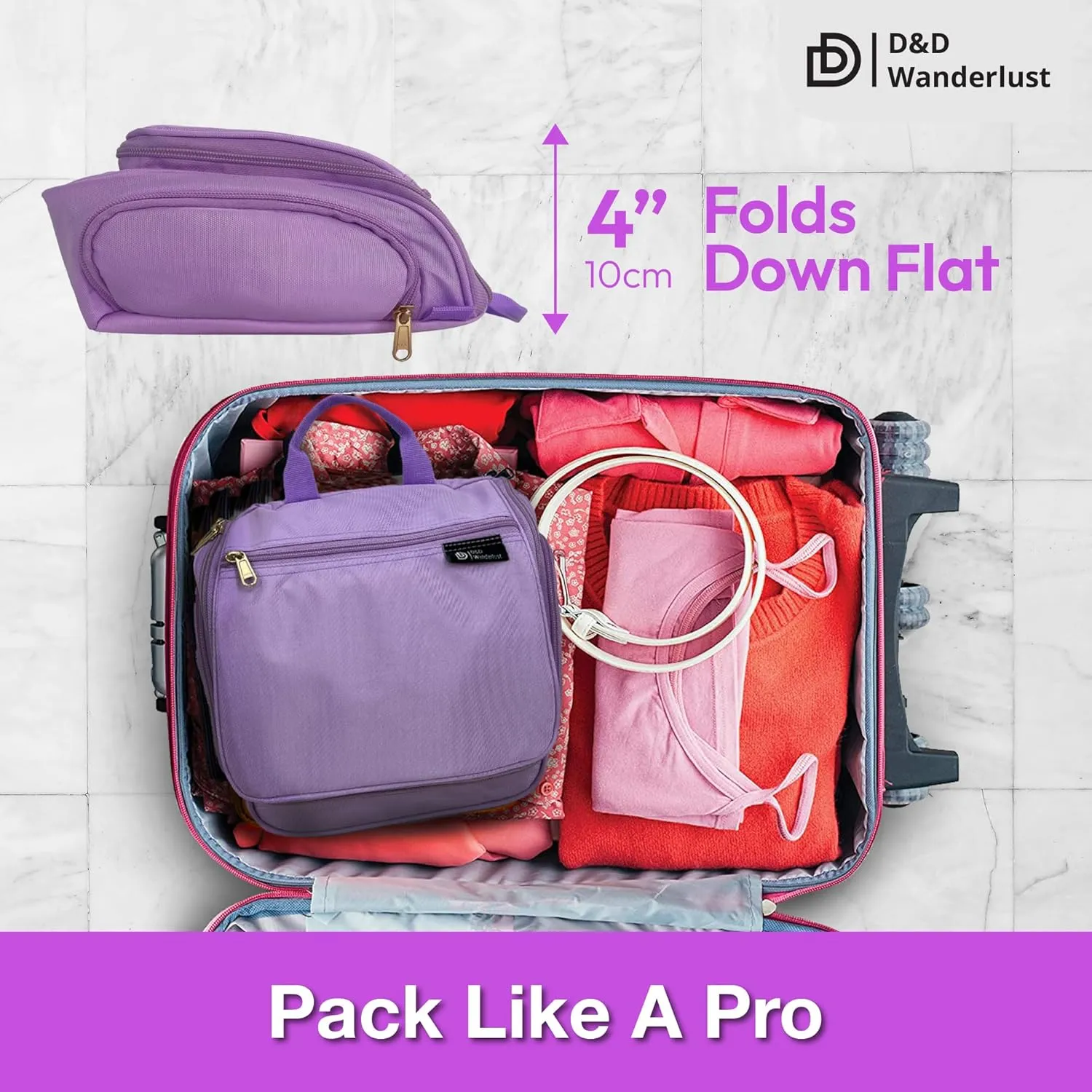 D&D Hanging Travel Toiletry Bag for Men and Women  Large Cosmetics, Makeup and Toiletries Organizer Kit with 10 Compartments, YKK Zippers, XXL Metal Swivel Hook, Water-Resistant Nylon
