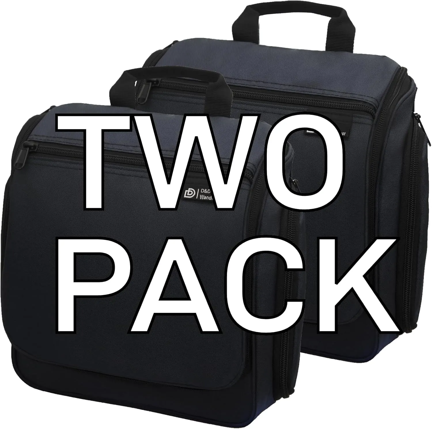 D&D Hanging Travel Toiletry Bag for Men and Women  Large Cosmetics, Makeup and Toiletries Organizer Kit with 10 Compartments, YKK Zippers, XXL Metal Swivel Hook, Water-Resistant Nylon