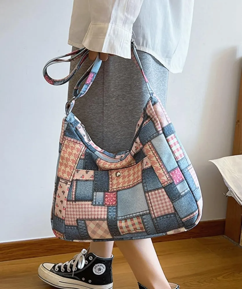 Demin Canvas Hobo Bags for Women Large Shoulder Handbags Work Crossbody Messenger Bag Travel Purse