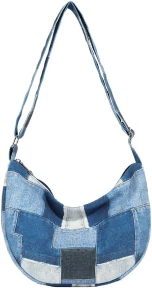 Demin Canvas Hobo Bags for Women Large Shoulder Handbags Work Crossbody Messenger Bag Travel Purse