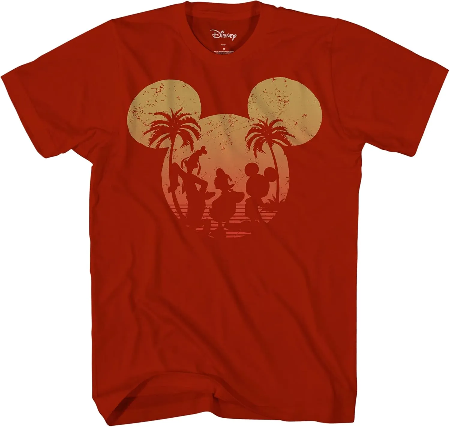 Disney Mickey Mouse Donald Duck Goofy Sunset Adult Mens Graphic T-Shirt