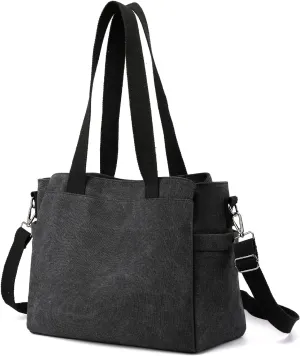 DOURR Hobo Handbags Canvas Crossbody Bags for Women, Multi Compartment Large Tote Purse for Work Travel