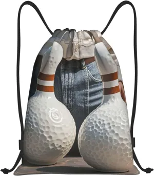 Drawstring Backpack Sackpack Foldable Bowling Balls Backpack String Bag Sports Gym Bag for Women Men