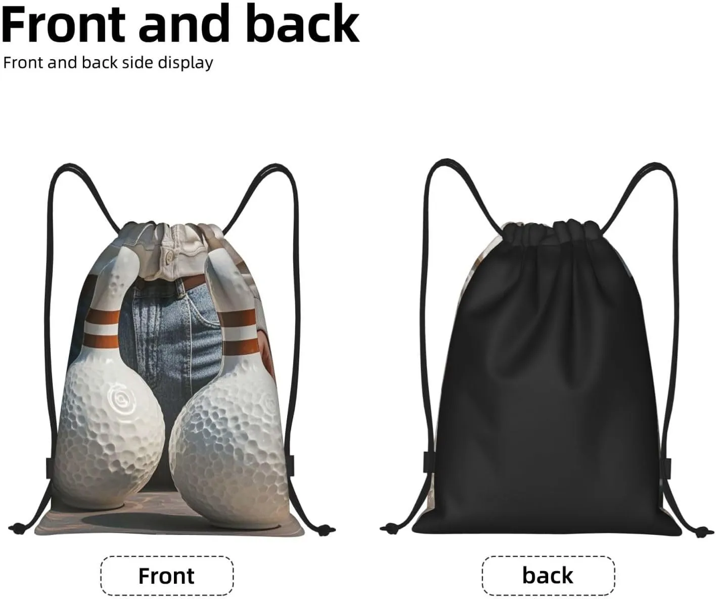 Drawstring Backpack Sackpack Foldable Bowling Balls Backpack String Bag Sports Gym Bag for Women Men