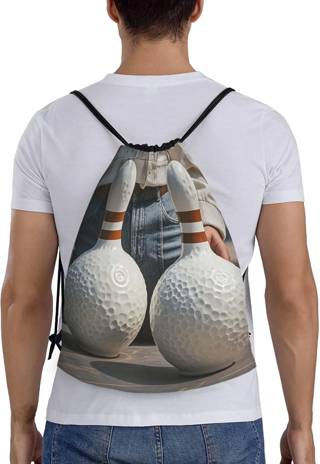 Drawstring Backpack Sackpack Foldable Bowling Balls Backpack String Bag Sports Gym Bag for Women Men