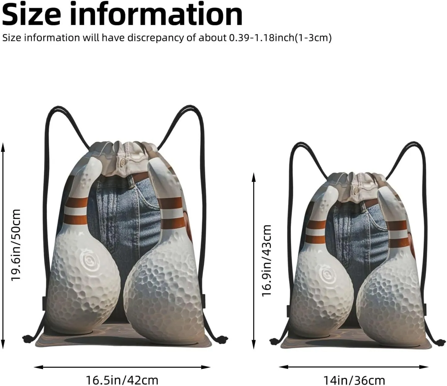 Drawstring Backpack Sackpack Foldable Bowling Balls Backpack String Bag Sports Gym Bag for Women Men