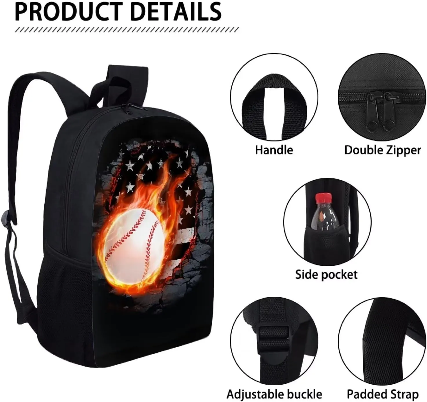 Dreaweet Baseball Backpack Youth Boys Middle School Backpack for Boys 8-12,Cool Design Backpack for School Teens Boys School Bag Student Book Bag Lightweight Shoulder Bag