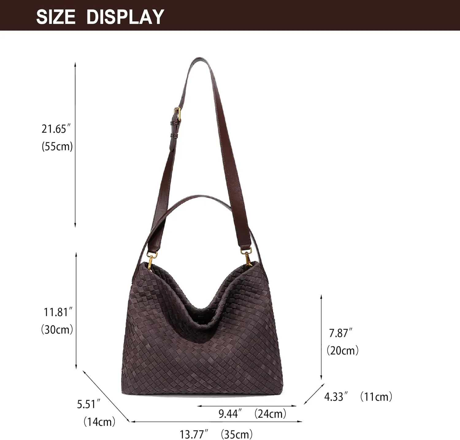 Dyalsa Woven Tote Bag for Women - Vegan Leather Large Messenger Retro Handmade Travel Shoulder Bag