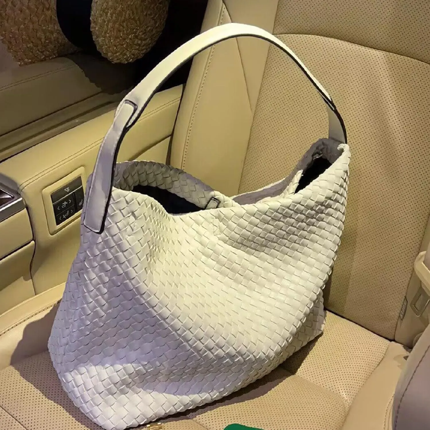 Dyalsa Woven Tote Bag for Women - Vegan Leather Large Messenger Retro Handmade Travel Shoulder Bag
