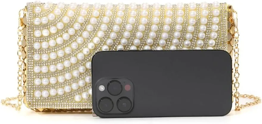 Evening Clutch Purse Women Pearl Rhinestone Envelope Handbags Crossbody Shoulder Bag for Party Prom Wedding 2025