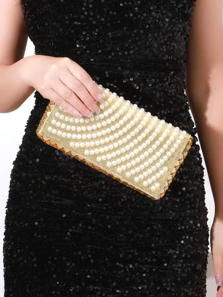 Evening Clutch Purse Women Pearl Rhinestone Envelope Handbags Crossbody Shoulder Bag for Party Prom Wedding 2025