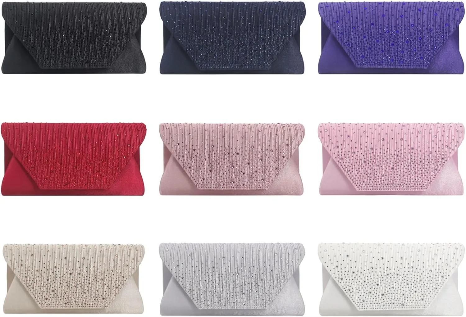 Evening Purses for Women, Glitter Rhinestone Clutch Bag, Crystal Envelope Handbags, Crossbody Shoulder Bag