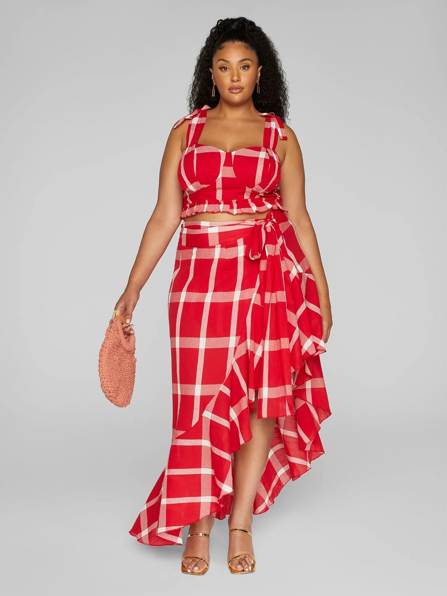 Fashion To Figure - Gina Plaid Ruffle Bra Top