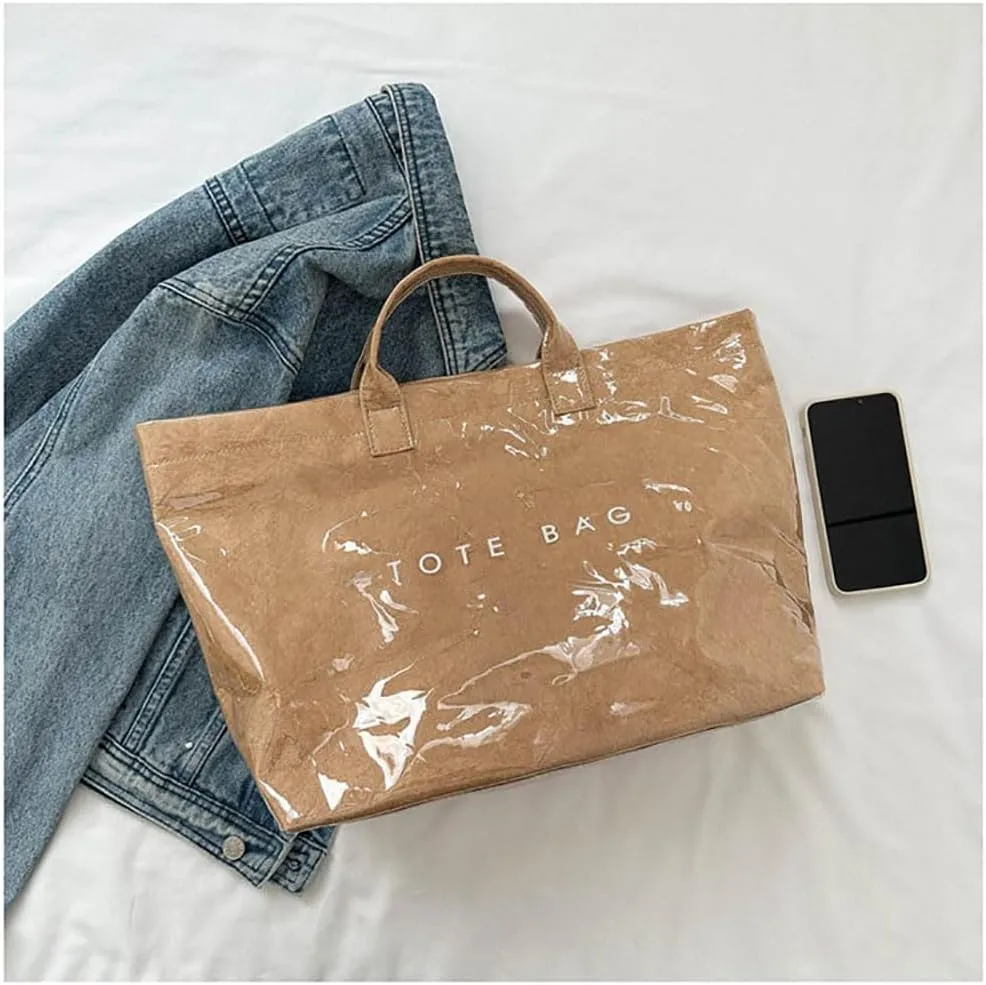 Fashion waterproof letter tote bag Stellaya women's PVC kraft paper handbag and shoulder Fashion Retro Bag
