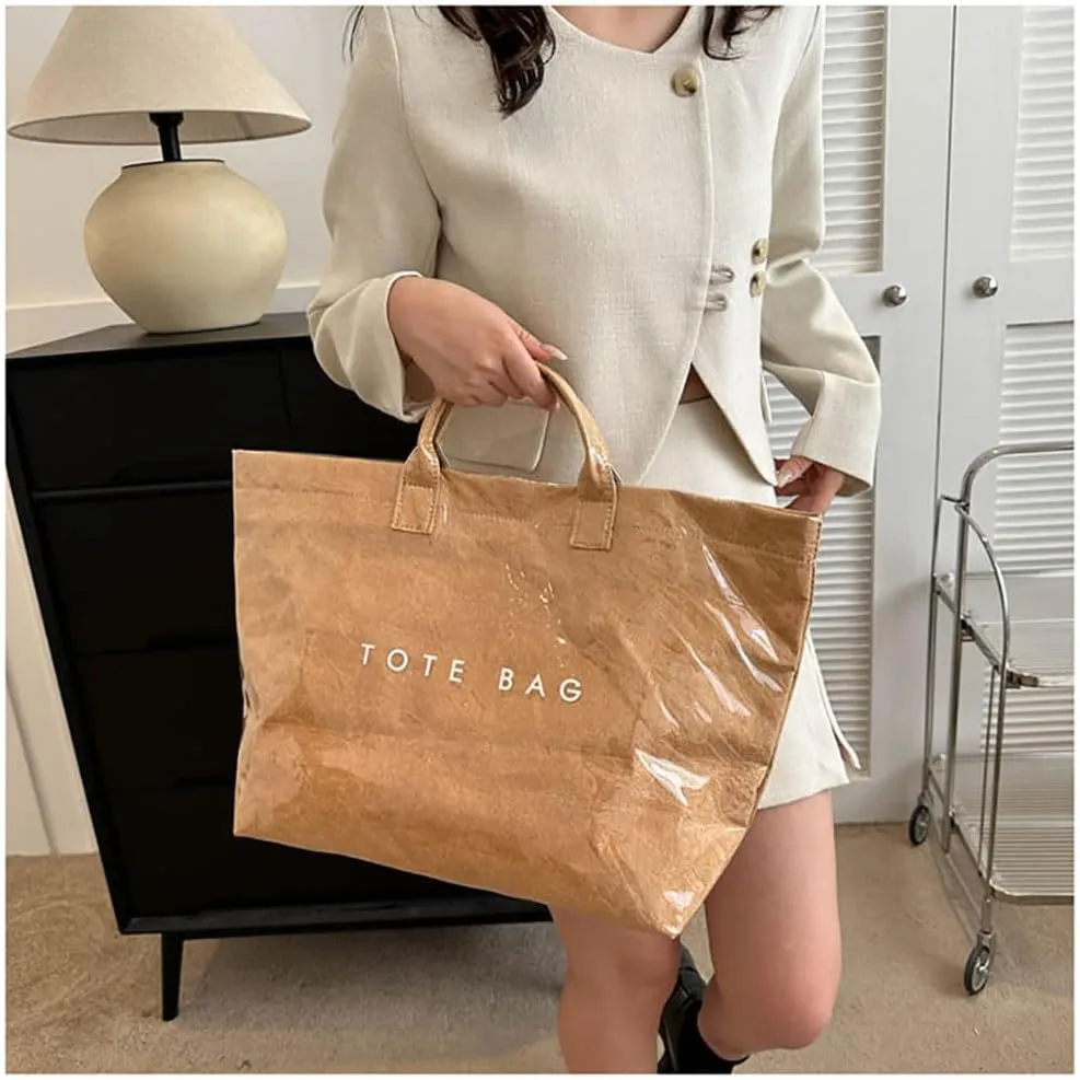 Fashion waterproof letter tote bag Stellaya women's PVC kraft paper handbag and shoulder Fashion Retro Bag