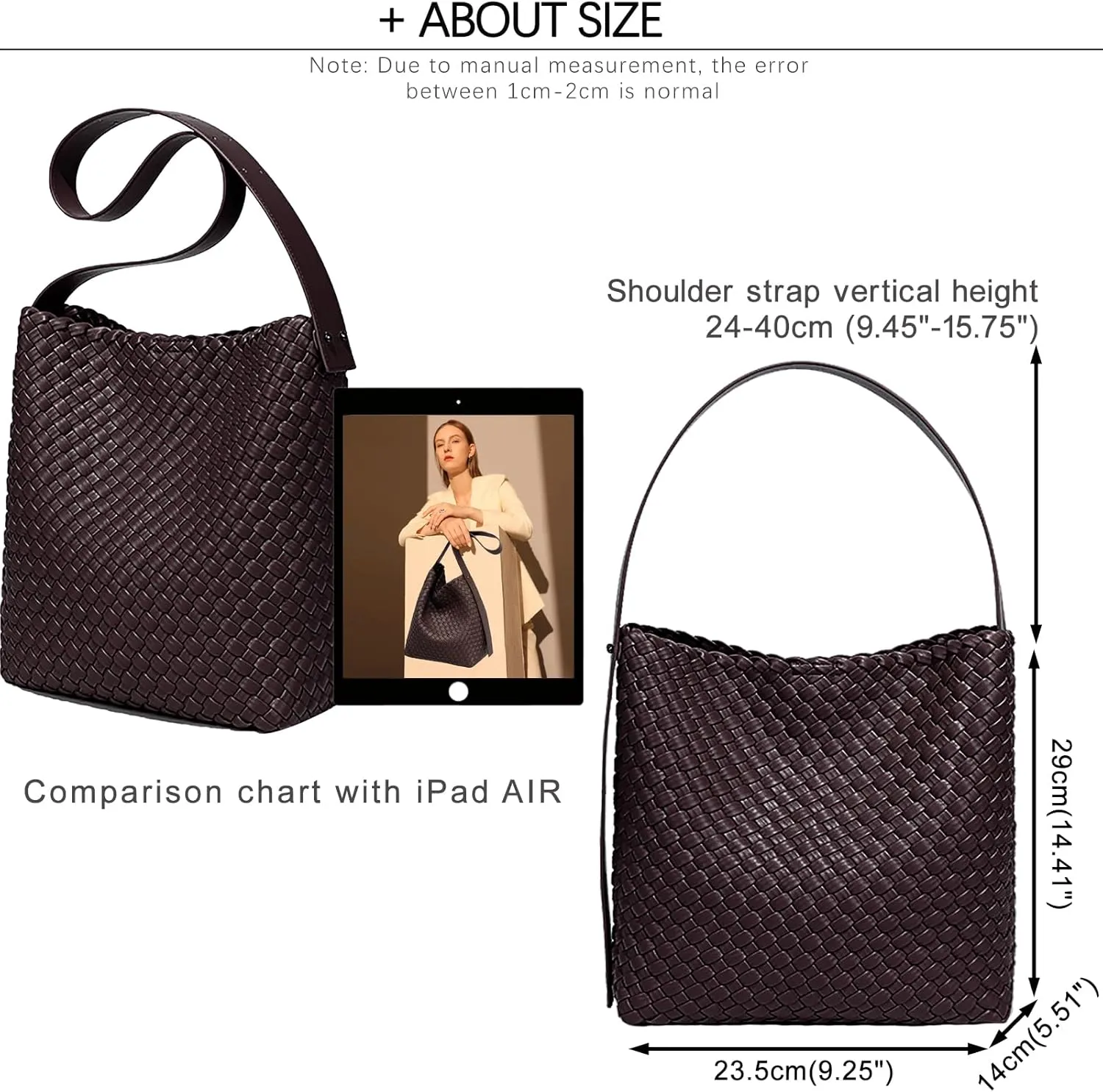 Fashion Woven Tote Bag for Women, Female Hobo Bag, Beach Handbag Purse, Travel Shoulder Bag with Adjustable Strap