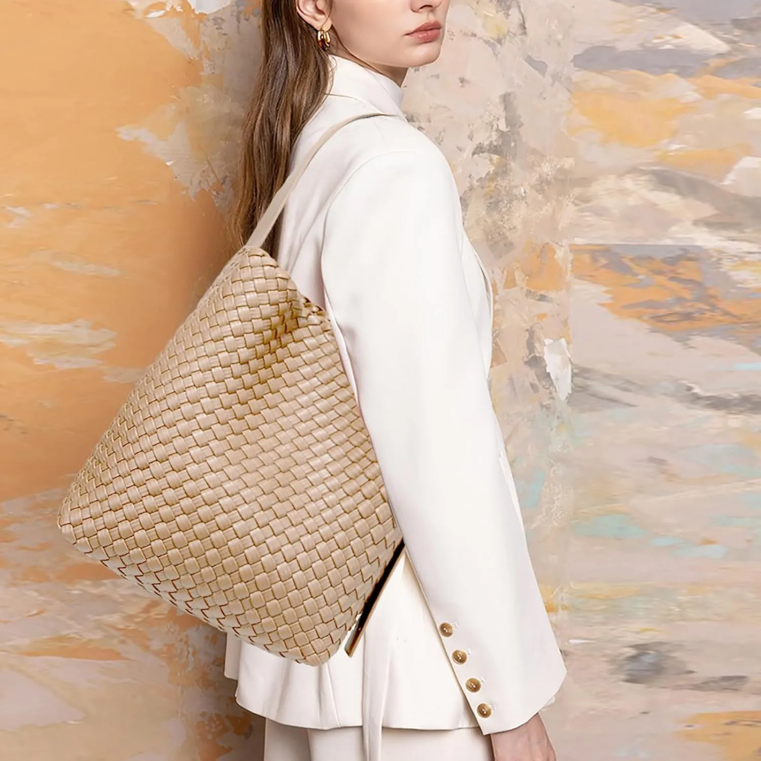 Fashion Woven Tote Bag for Women, Female Hobo Bag, Beach Handbag Purse, Travel Shoulder Bag with Adjustable Strap