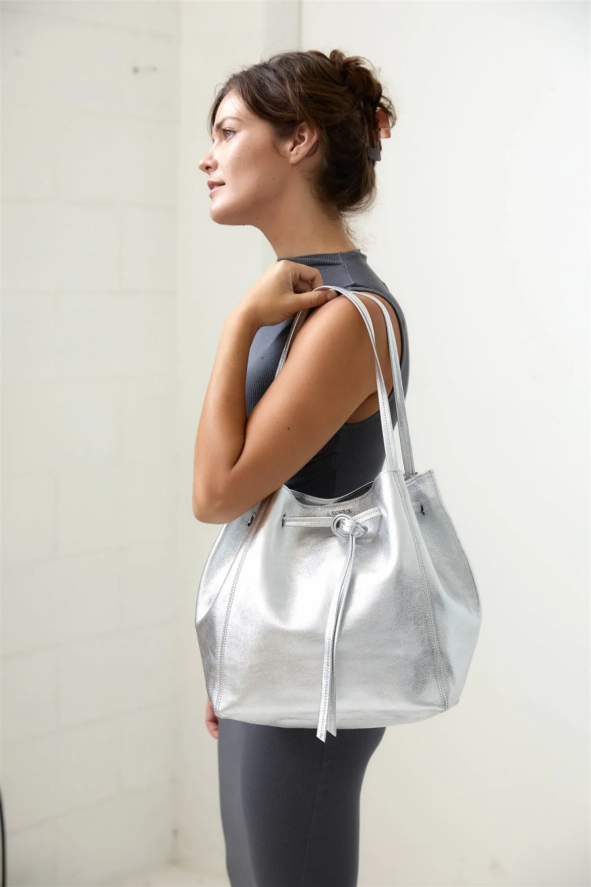 Florence Tote in Silver Metallic