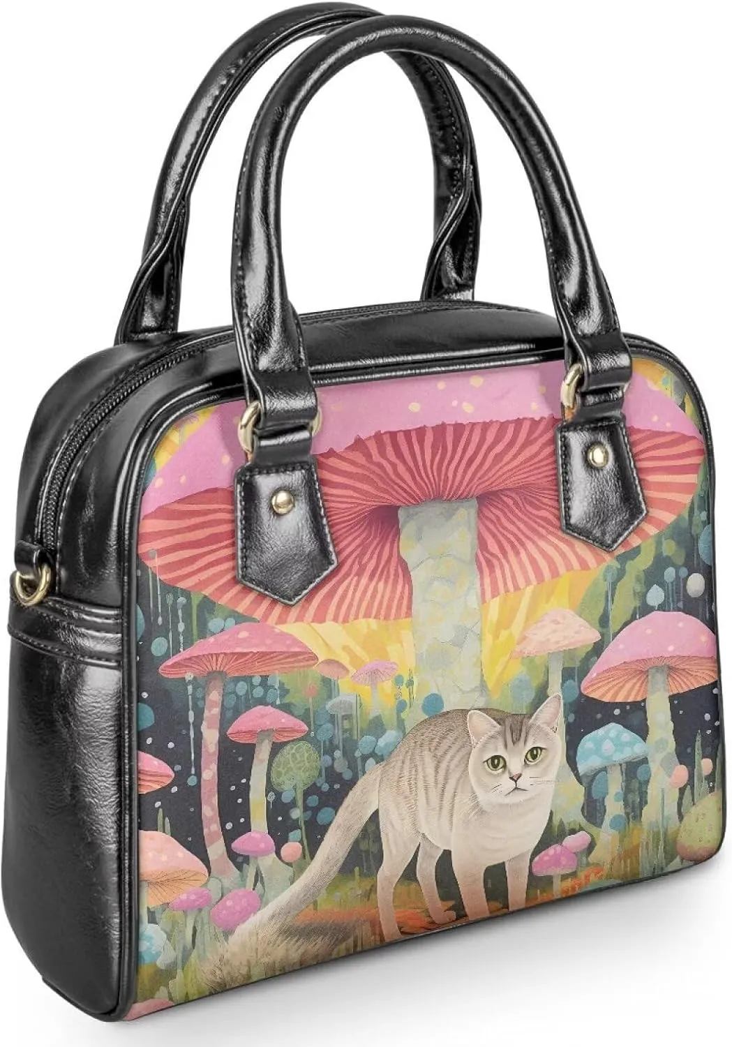 Forchrinse Daisy Love Heart Satchel Handbag for Women Ladies Top Handle Satchel Purse Pu Leather Crossbody Shoulder Bags