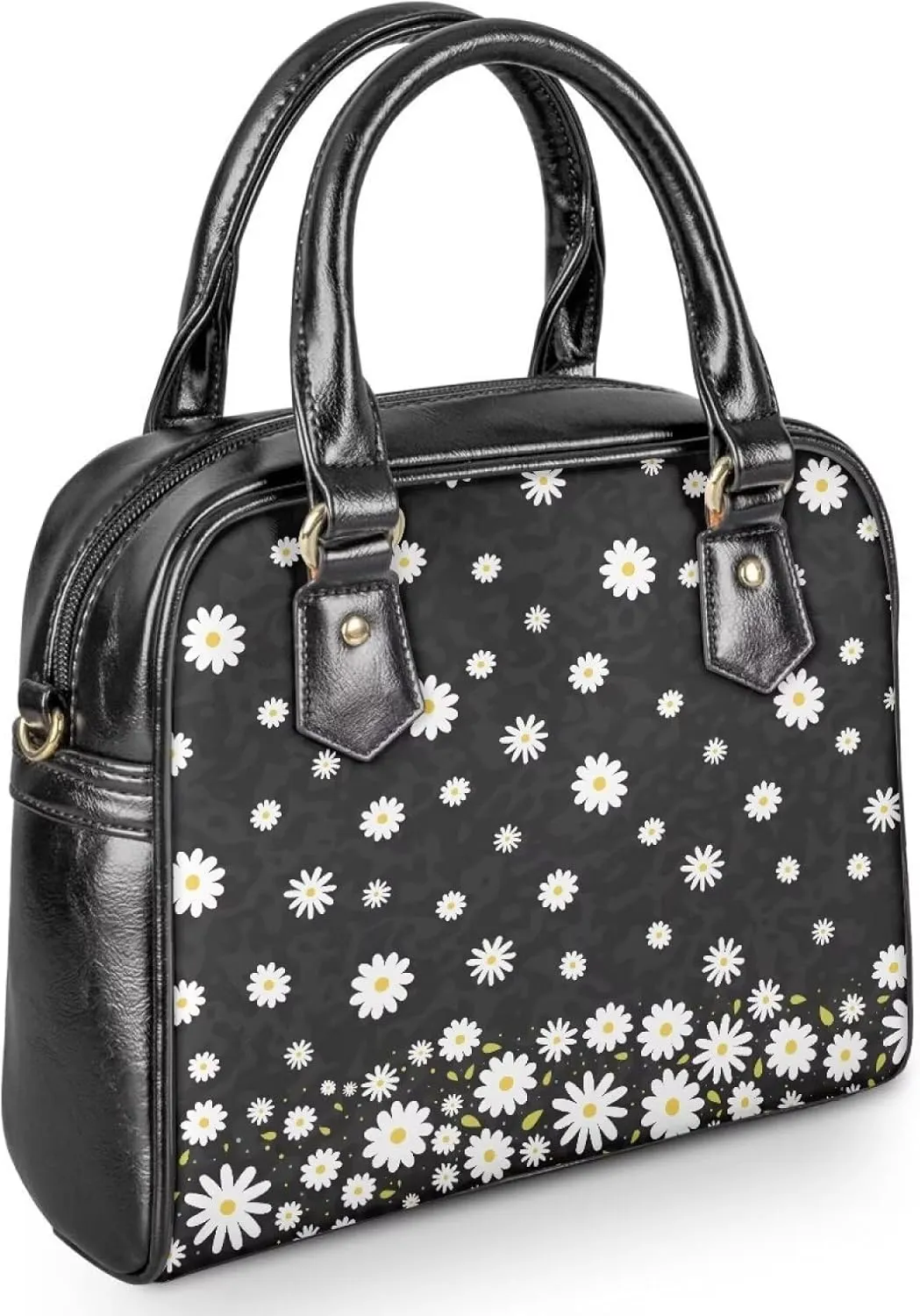 Forchrinse Daisy Love Heart Satchel Handbag for Women Ladies Top Handle Satchel Purse Pu Leather Crossbody Shoulder Bags