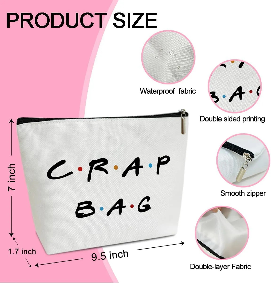 Friends Show Merchandise Cosmetic Bag for Friends Themed Gifts Canvas Make up Bag with Zipper Travel Toiletry Bag with Lining Friends Makeup Bag Christmas Easter Birthday Gifts for Friends Fans - M760