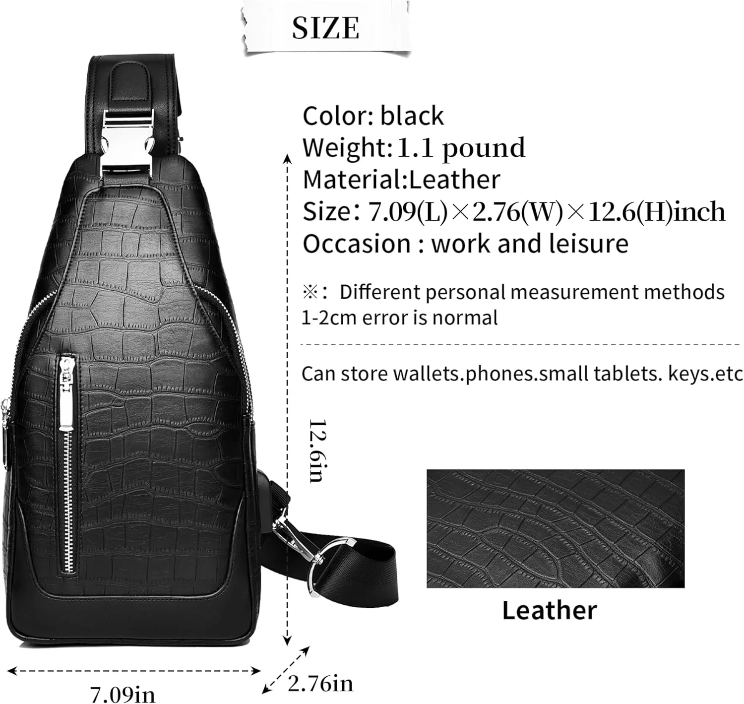 FSD.WGsling Backpack for Men Chest Bag Crossbody Shoulder Bags Travel Bag Purse for Men with Water Resistant