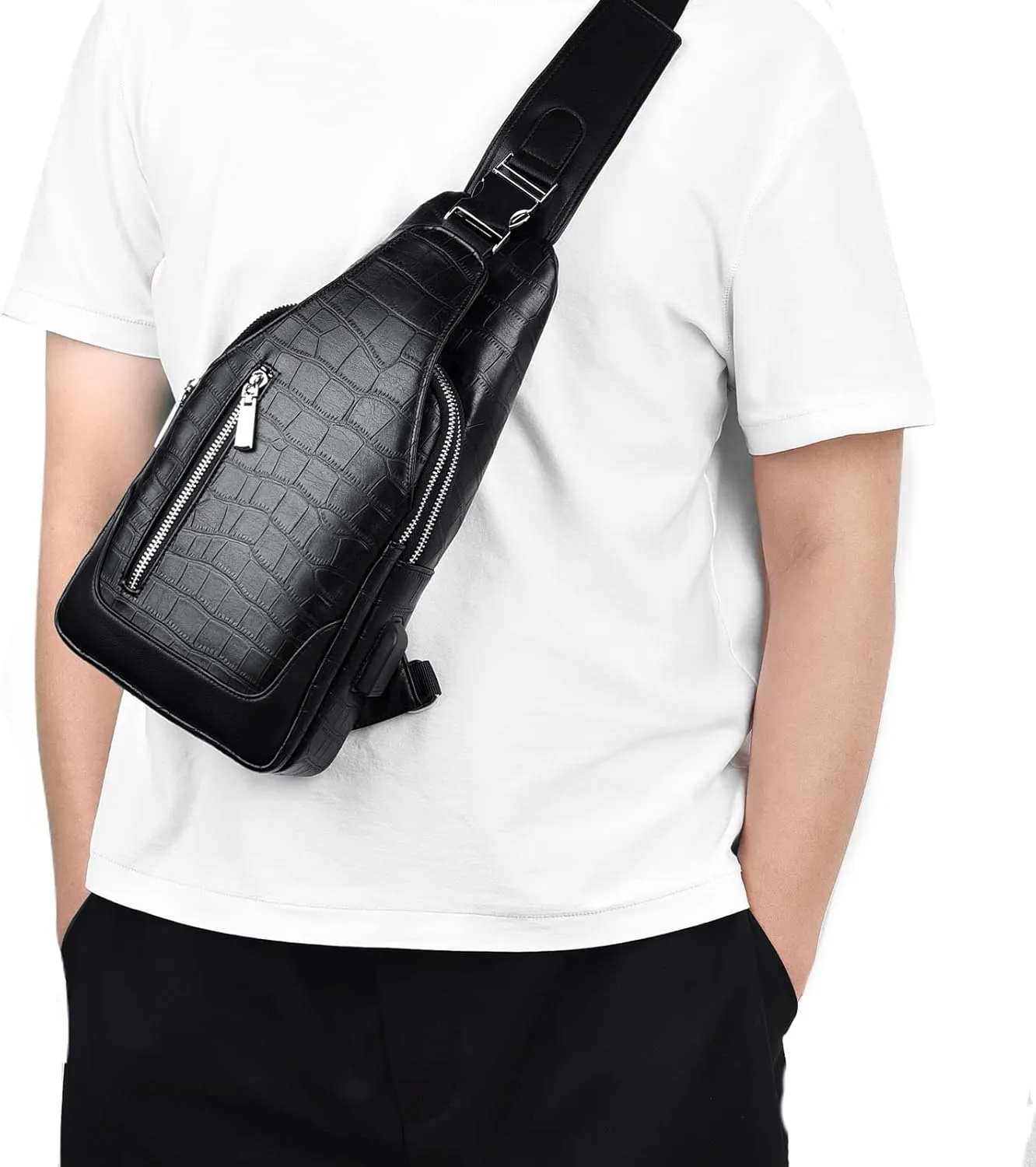 FSD.WGsling Backpack for Men Chest Bag Crossbody Shoulder Bags Travel Bag Purse for Men with Water Resistant