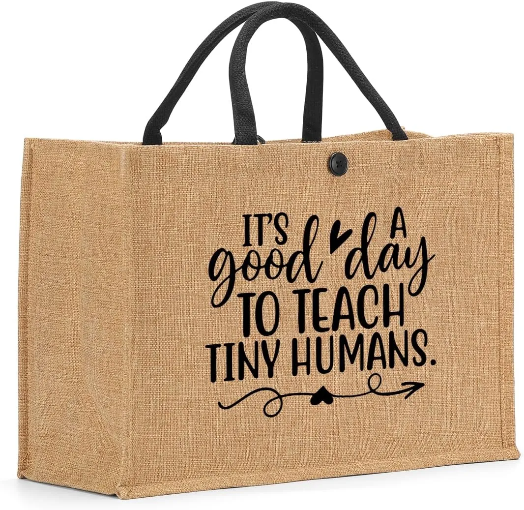 Funny Wine Lovers Boss Lady Teacher Pregnancy Baseball Mom Gifts Burlap Tote Bag for Women Lady