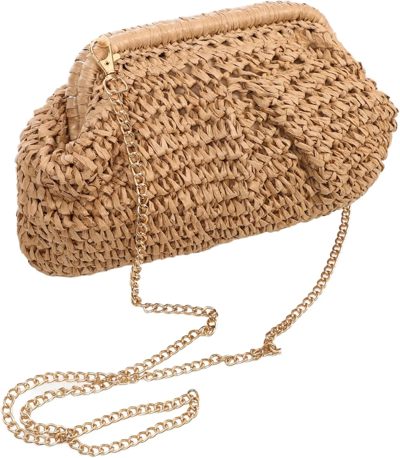 GALPADA Beach Purse for Women Shoulder Beach Bag Large Woven Tote with Knitting Detail Women's Crossbody Bag Present for Birthday Wedding