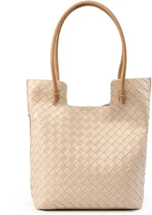 Genuine Leather Woven Women Tote BagTop Handle Soft Satchel Shoulder Purse with Zipper Hobo Handbag for Work Travel