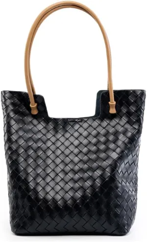 Genuine Leather Woven Women Tote BagTop Handle Soft Satchel Shoulder Purse with Zipper Hobo Handbag for Work Travel