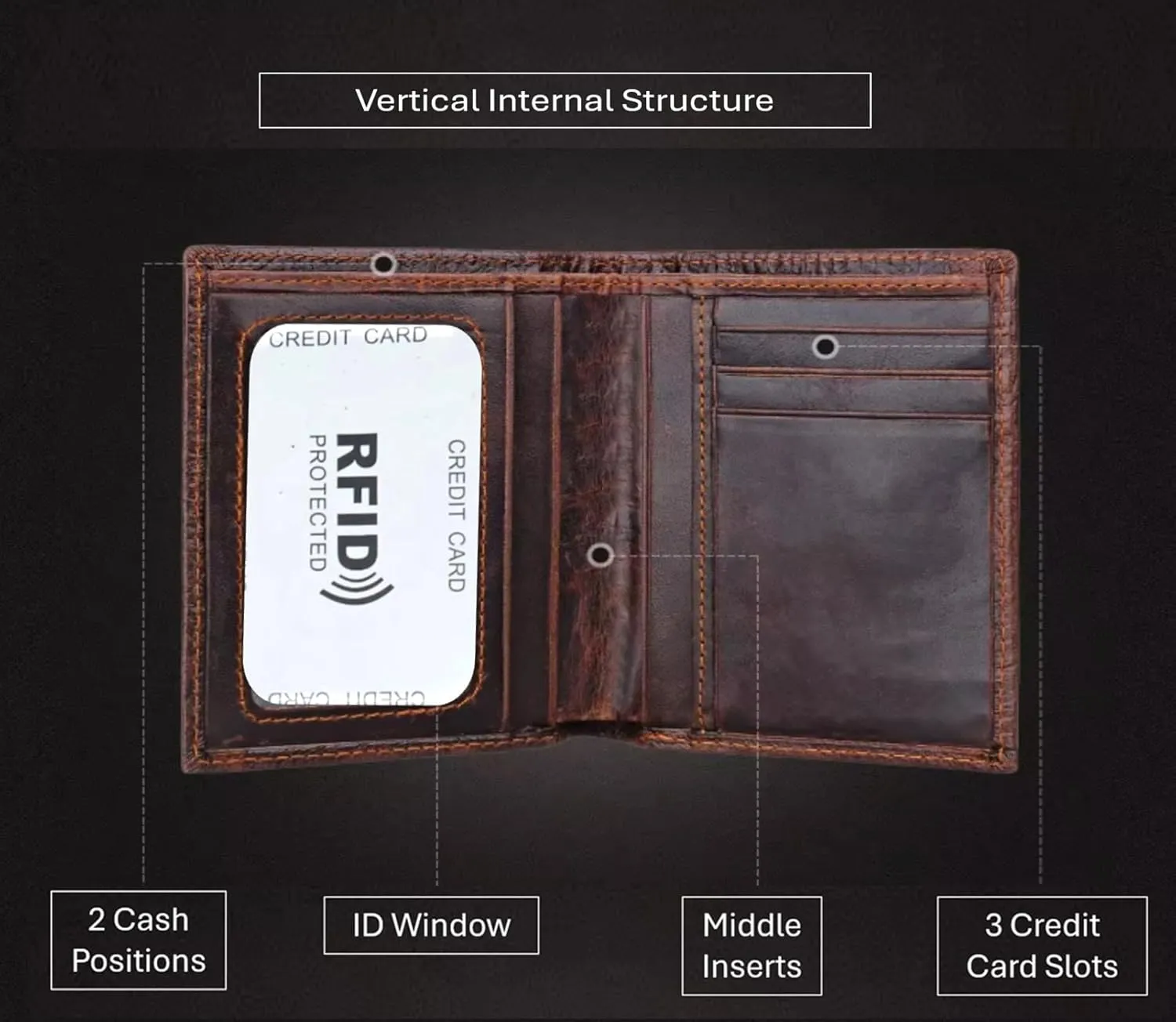 Genuine Real Leather Short Bifold Wallet for Men, RFID Blocking 3D Animal Print Retro Vintage Embossed Clutch Purse. Vertical Tiger Coffee