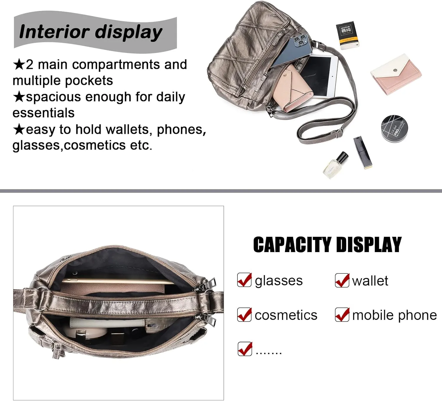 Gladdon Small Crossbody Bags for Women Leather Shoulder Purses Vegan Womens Cross body Bag Lightweight