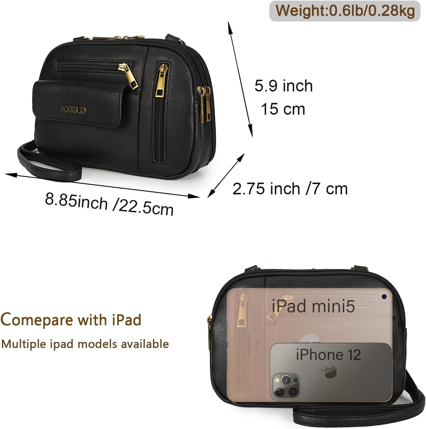 Gladdon Small Crossbody Bags for Women Multi Pocket Shoulder Purses Leather Lady Satchel Handbags Trendy
