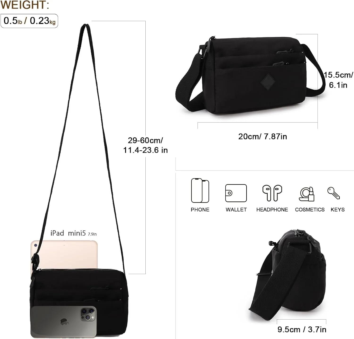 Gladdon Small Crossbody Bags for Women Shoulder Purses Nylon Cross Body Bag
