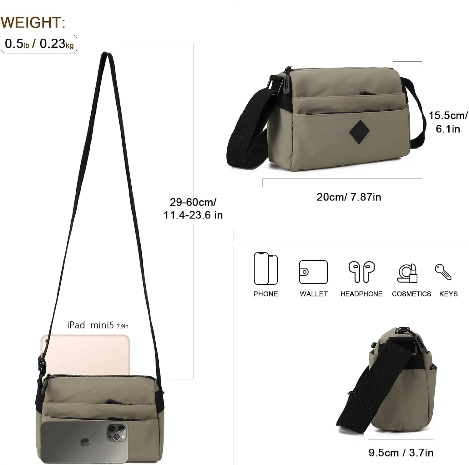 Gladdon Small Crossbody Bags for Women Shoulder Purses Nylon Cross Body Bag