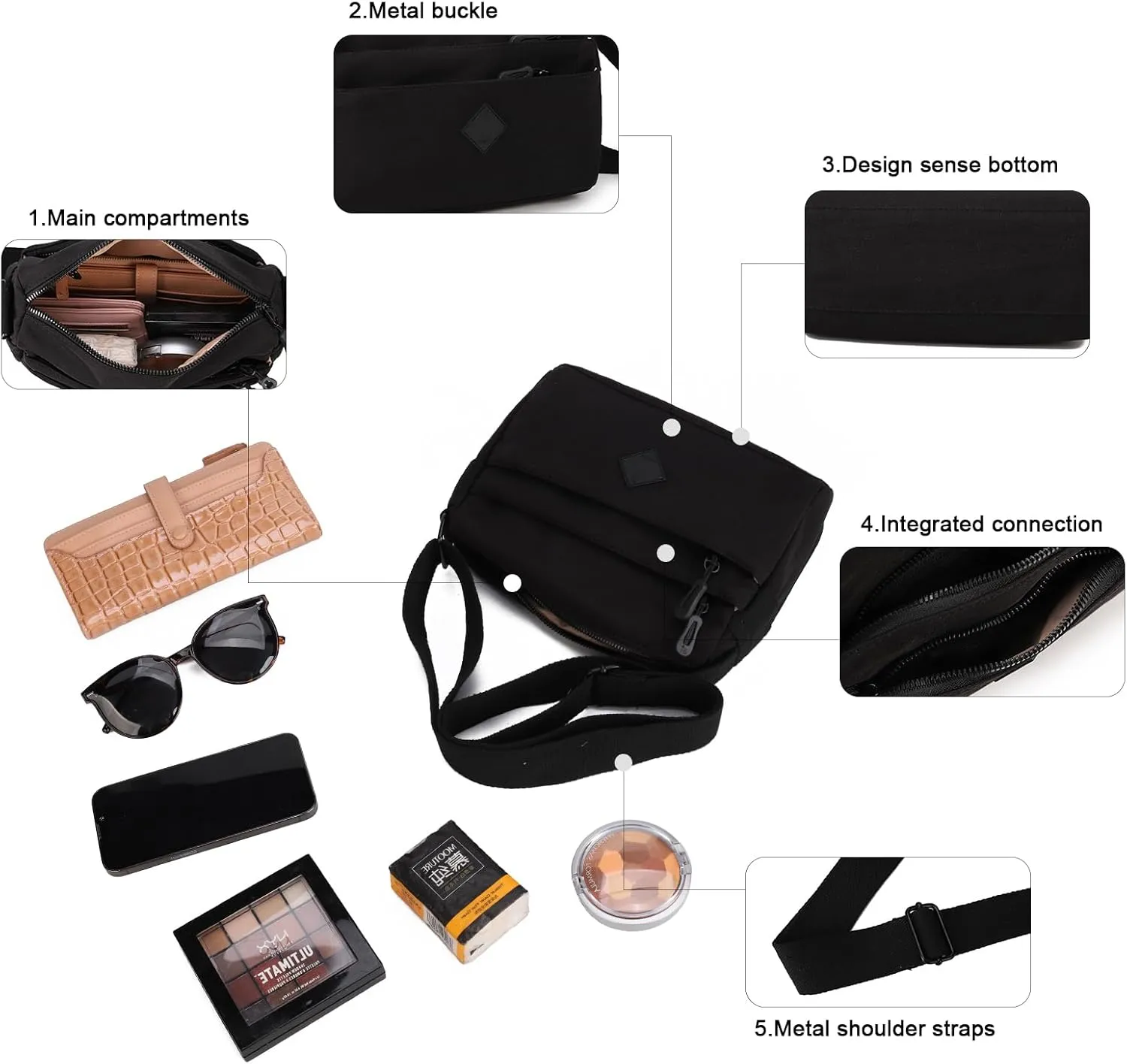 Gladdon Small Crossbody Bags for Women Shoulder Purses Nylon Cross Body Bag