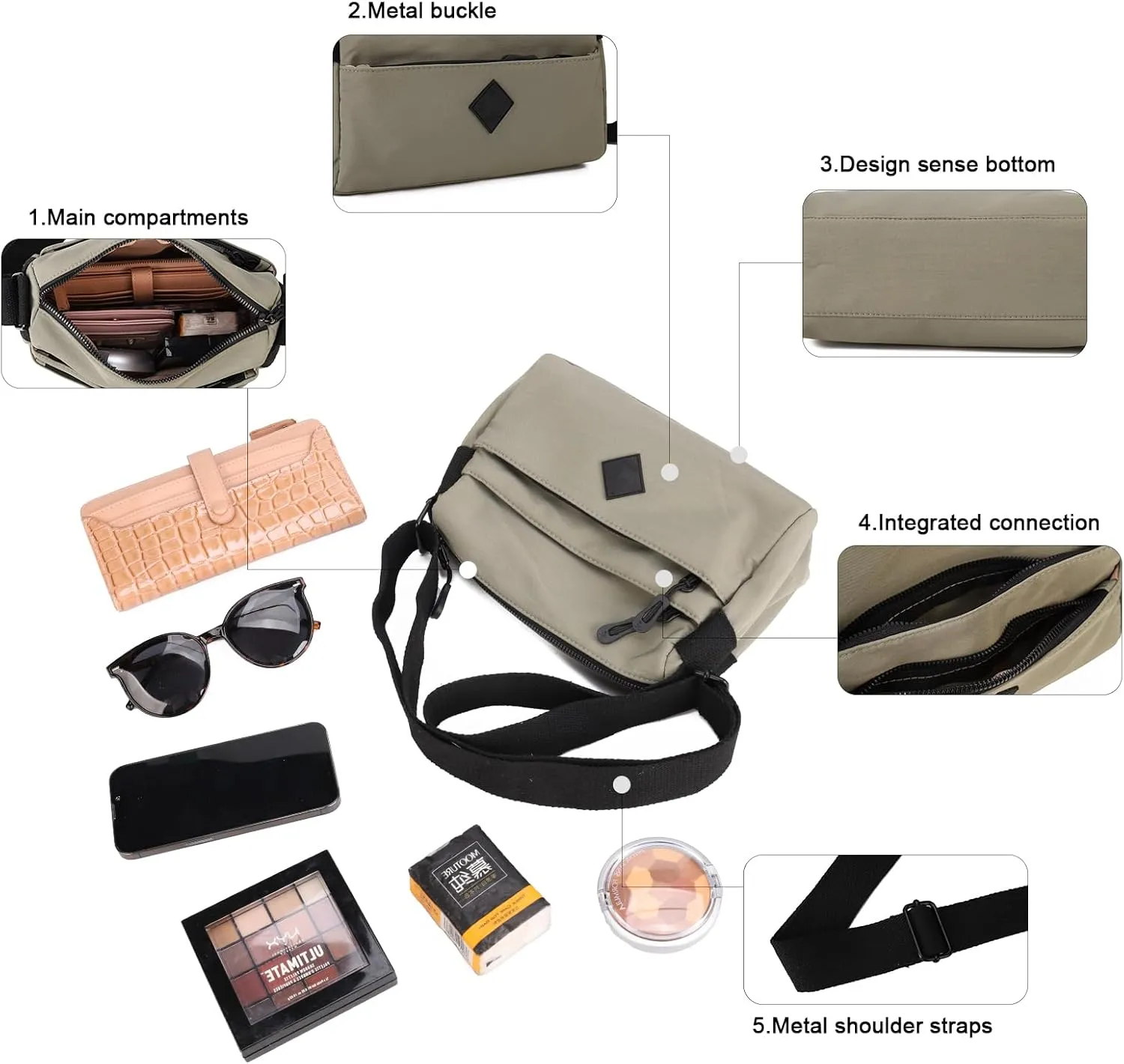 Gladdon Small Crossbody Bags for Women Shoulder Purses Nylon Cross Body Bag