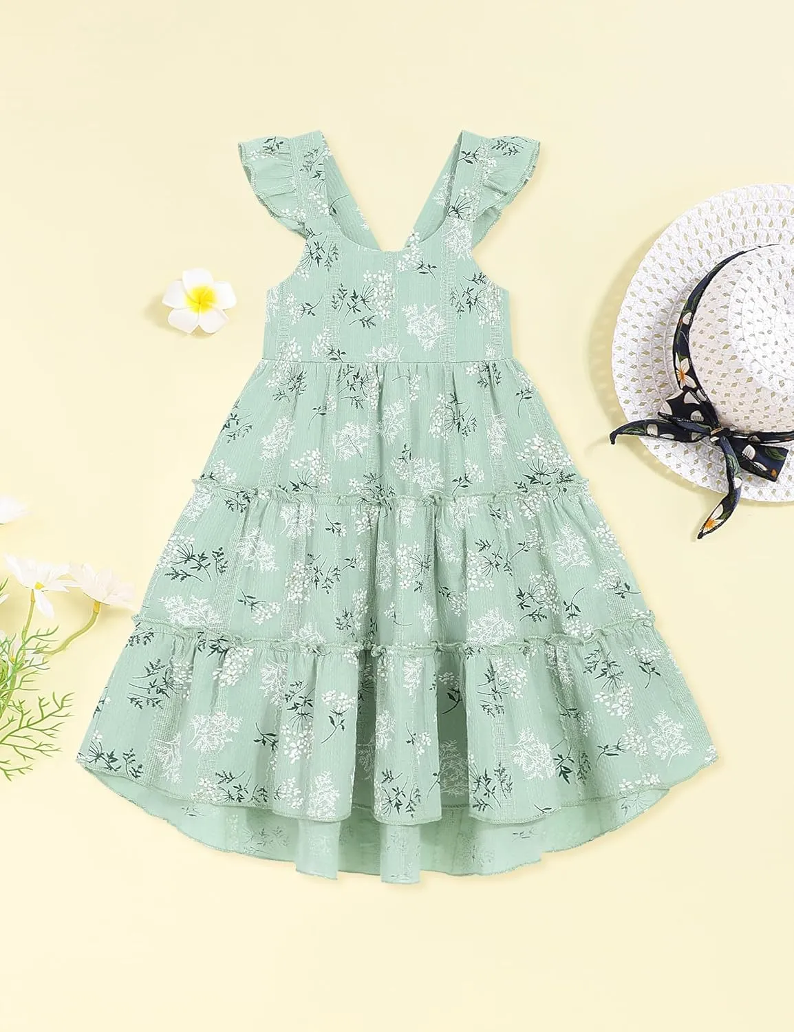 Hipea Toddler Baby Girls' Dresses Outfits Sleeveless Backless Colour Block Dress Kids Casual Beach Dresses