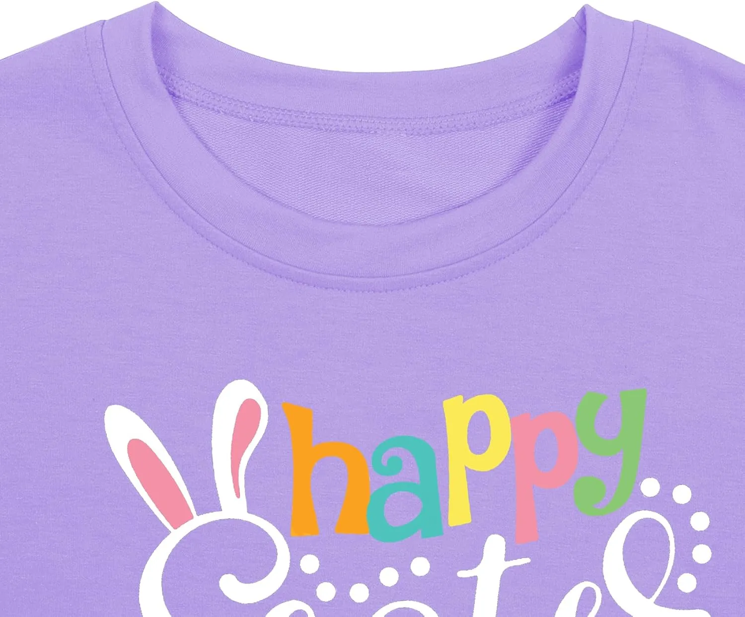 hohololo Women Happy Easter Sweatshirt Bunny Rabbit Graphic Shirt Cute Letter Printed Long Sleeve Pullover