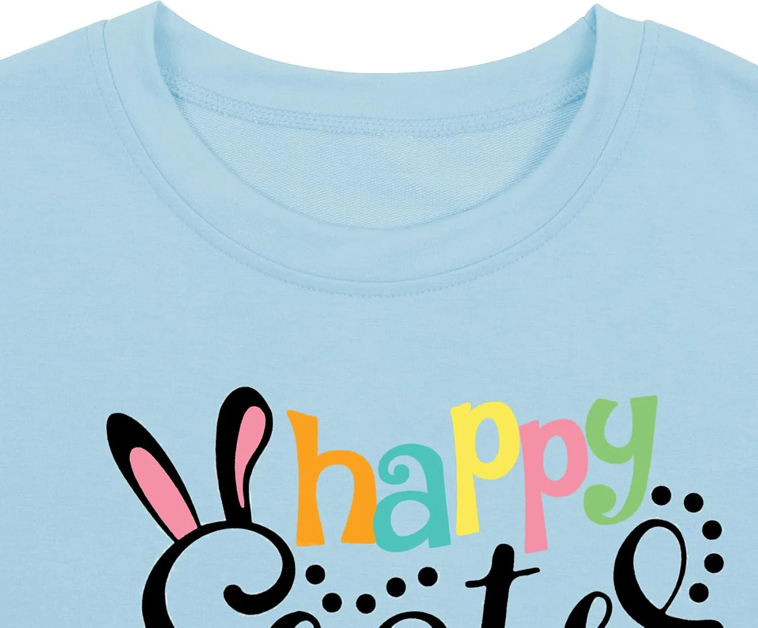 hohololo Women Happy Easter Sweatshirt Bunny Rabbit Graphic Shirt Cute Letter Printed Long Sleeve Pullover