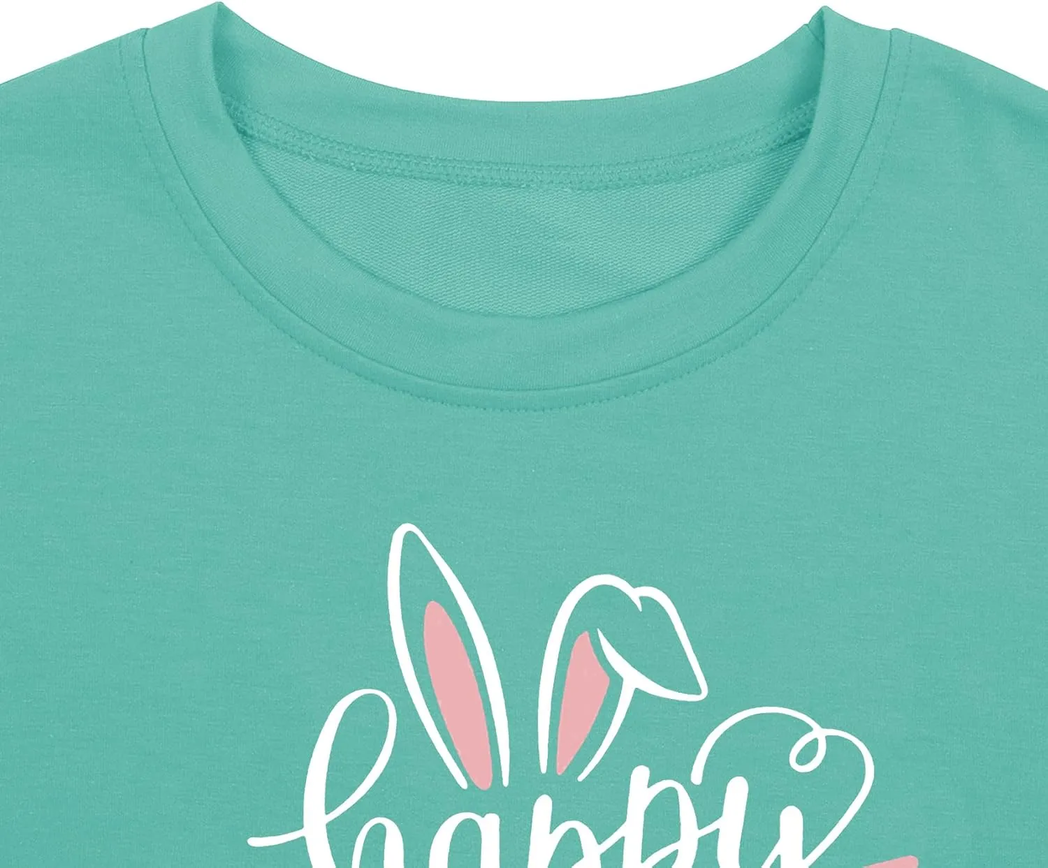 hohololo Women Happy Easter Sweatshirt Bunny Rabbit Graphic Shirt Cute Letter Printed Long Sleeve Pullover