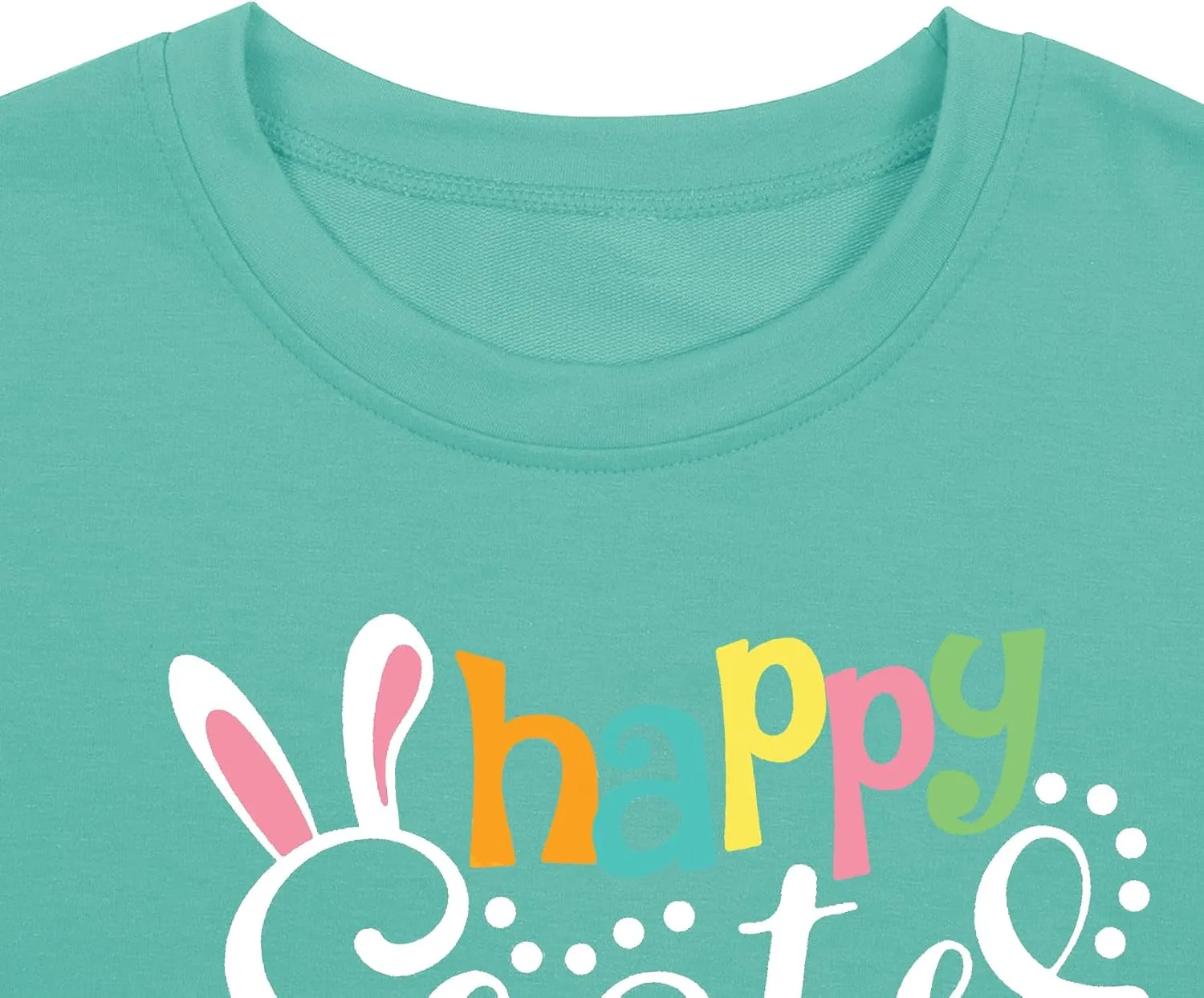 hohololo Women Happy Easter Sweatshirt Bunny Rabbit Graphic Shirt Cute Letter Printed Long Sleeve Pullover