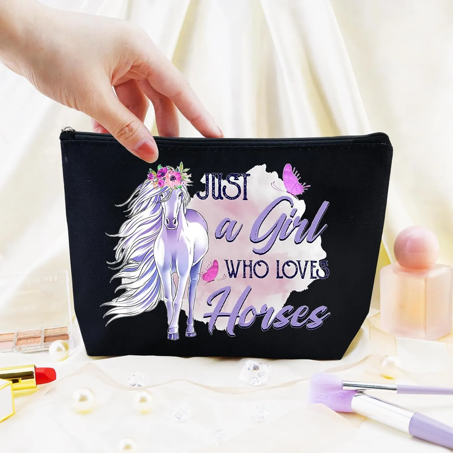 Horse Gifts for Women Horse Bag for Horses Lovers Horses Trainer Stuff Birthday Christmas Gift for Daughter Friends Sisters Bestie Makeup Bag Cosmetic Pouch Snacks Pouch Travel Toiletry Bags